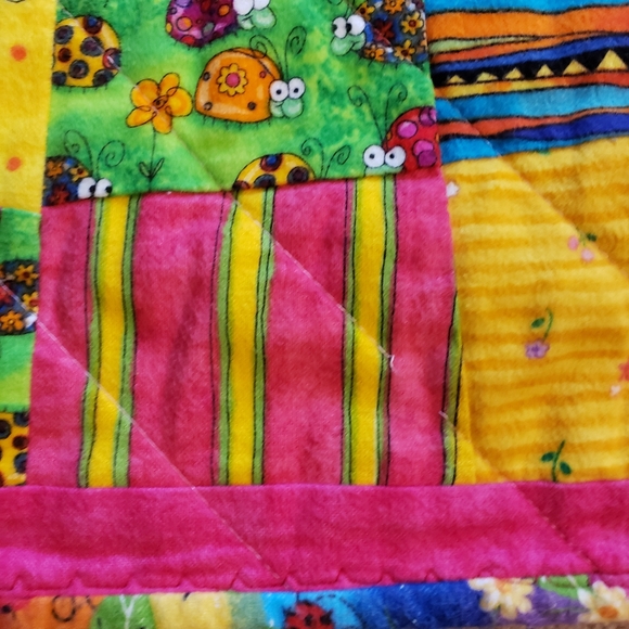 Handmade flannel childrens zoo animals crazy quilt  48" - Picture 3 of 6